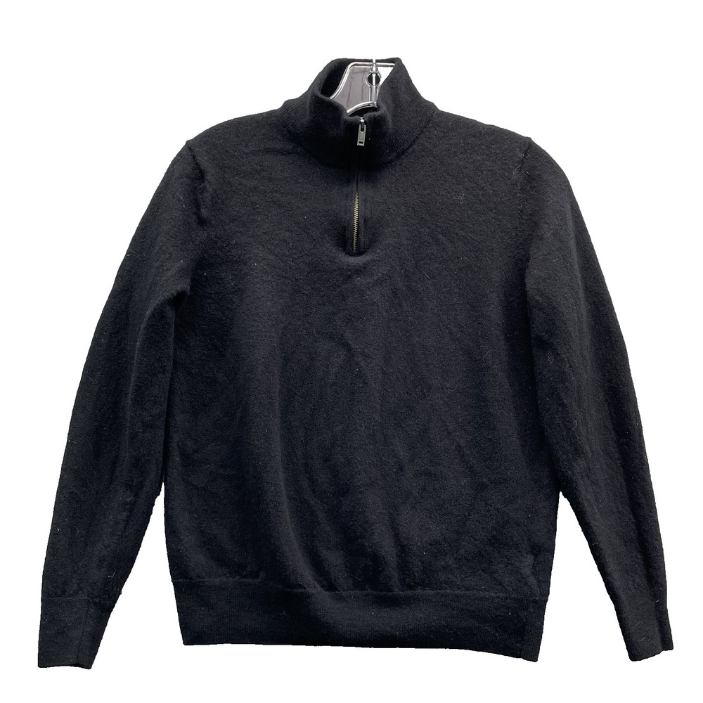 Christian Lacroix ExtraFine Merino Wool Sweater Womens Medium Black 1/4 Zip 90's